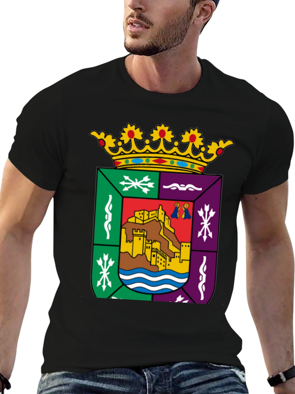 Cáceres Spain Coat of Arms Black T-Shirt