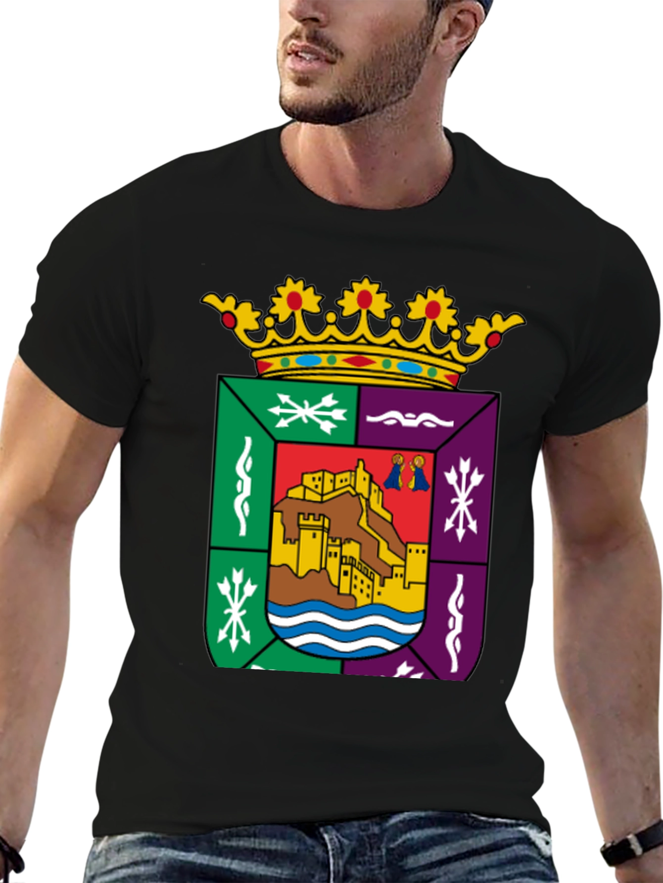 Cáceres Spain Coat of Arms Black T-Shirt