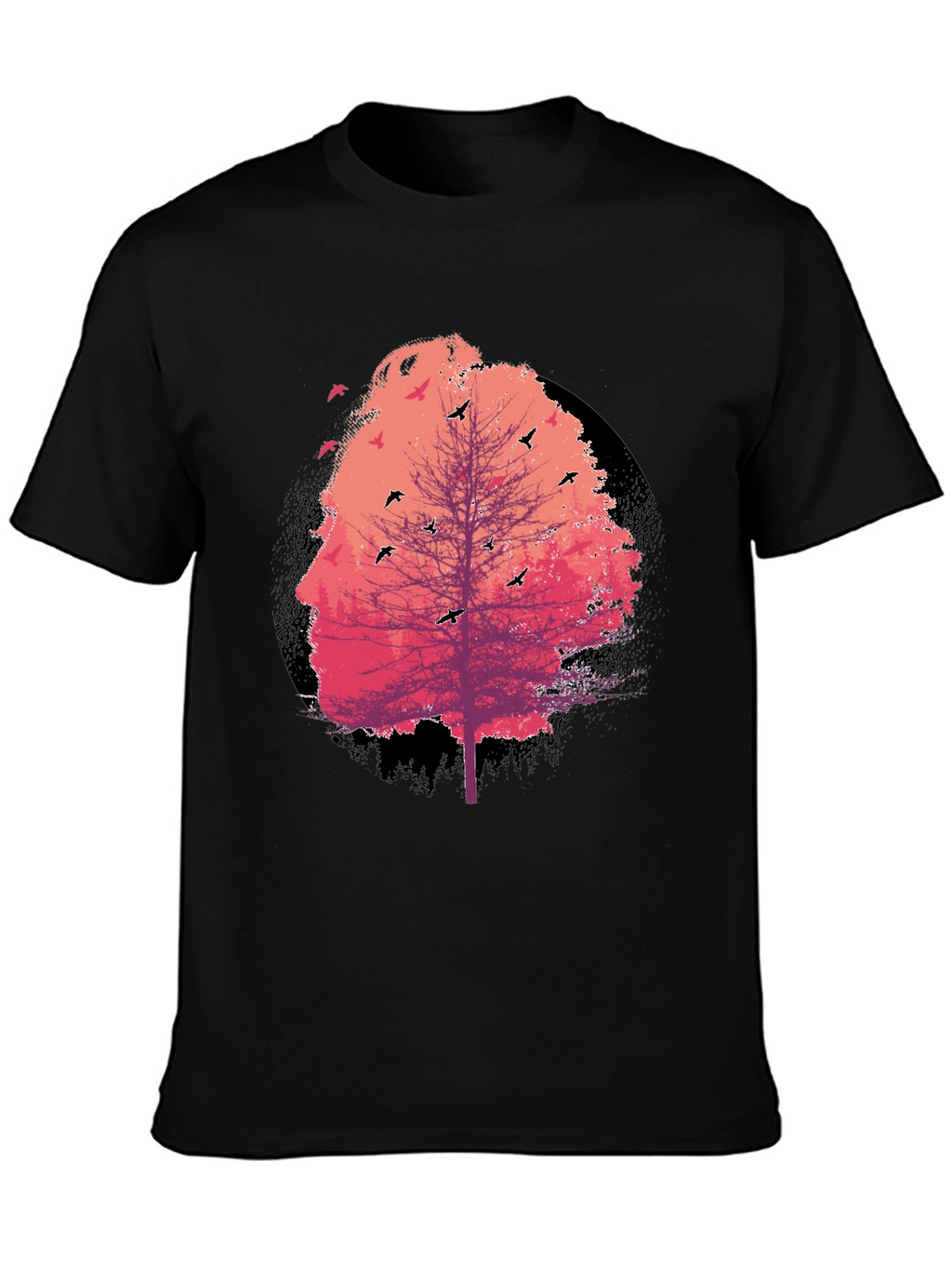 Nature Face Tree Black T-Shirt