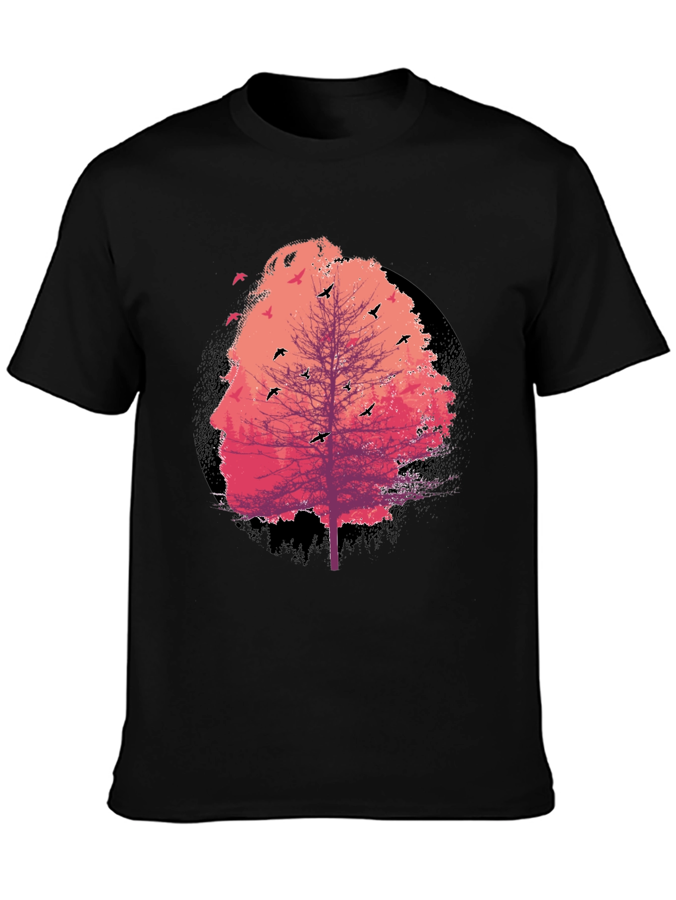 Nature Face Tree Black T-Shirt