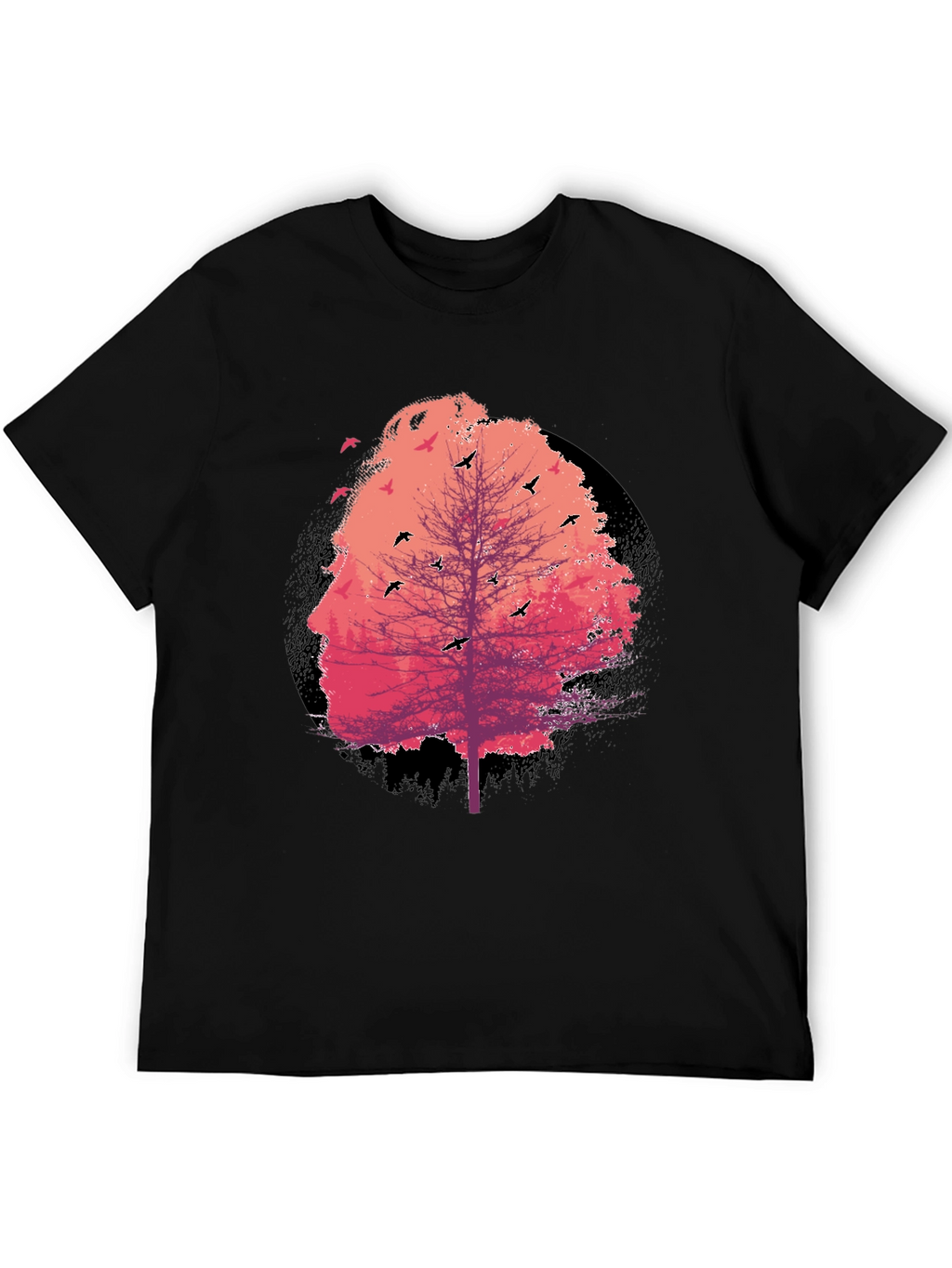 Nature Face Tree Black T-Shirt