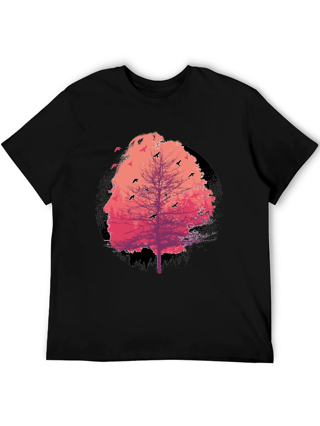 Nature Face Tree Black T-Shirt