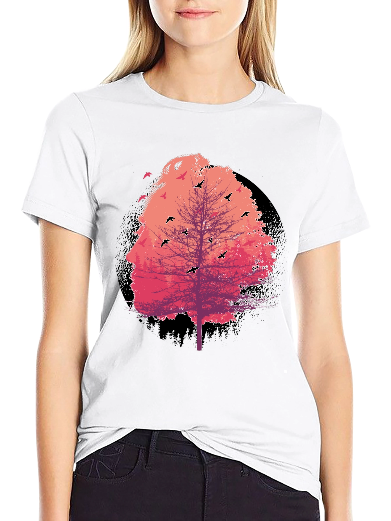 Nature Face Tree Black T-Shirt