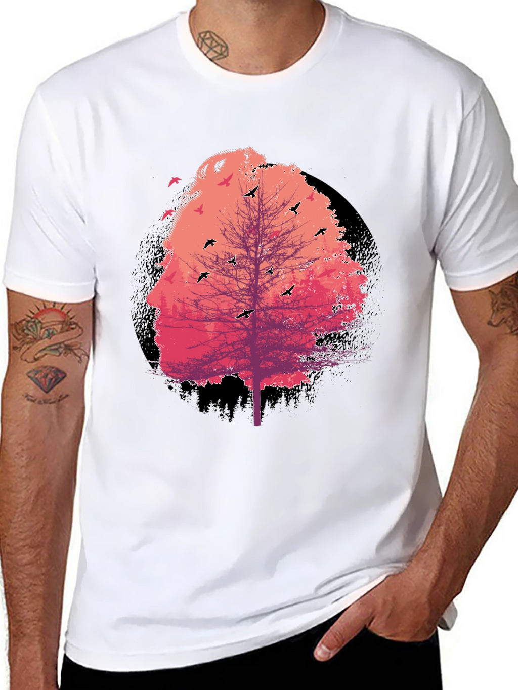 Nature Face Tree Black T-Shirt