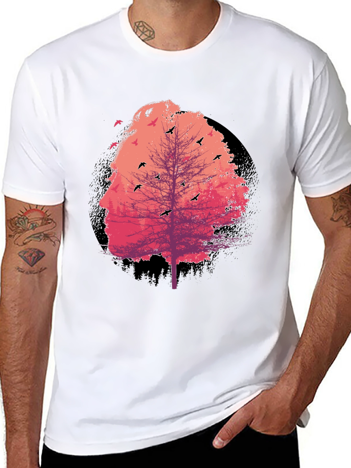Nature Face Tree Black T-Shirt