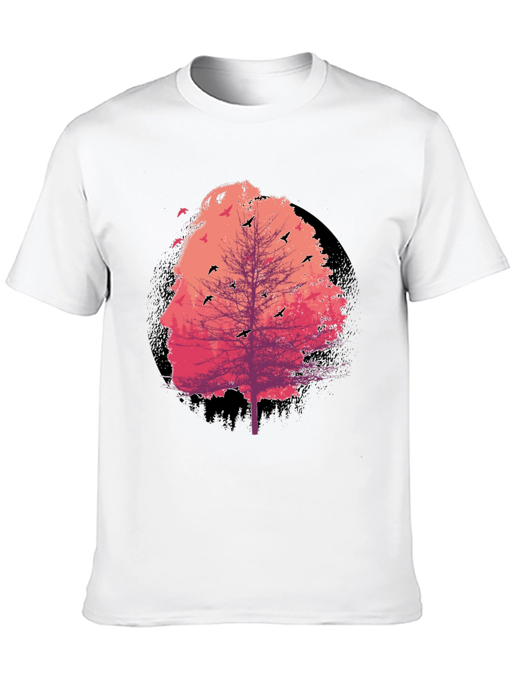 Nature Face Tree Black T-Shirt