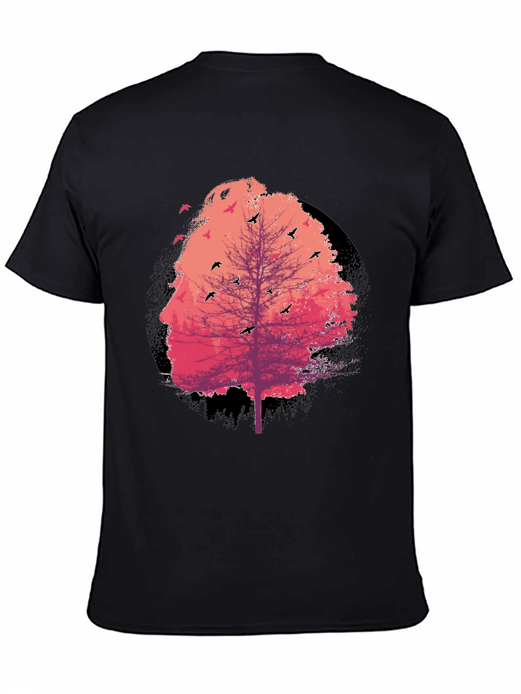 Nature Face Tree Black T-Shirt