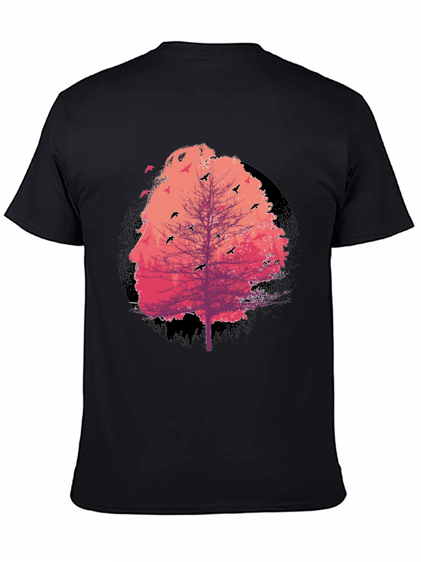 Nature Face Tree Black T-Shirt