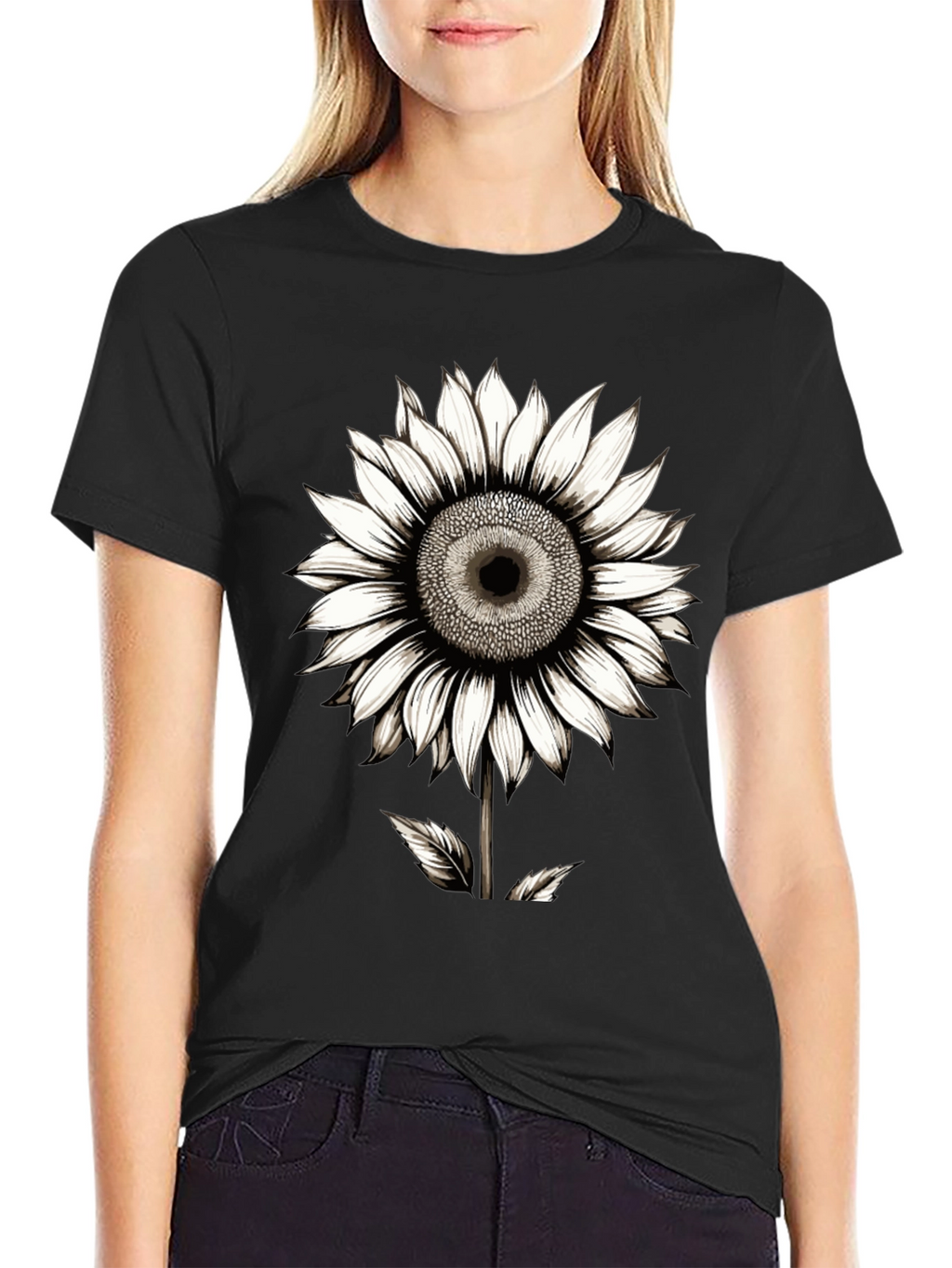 Sunflower Graphic Black T-Shirt
