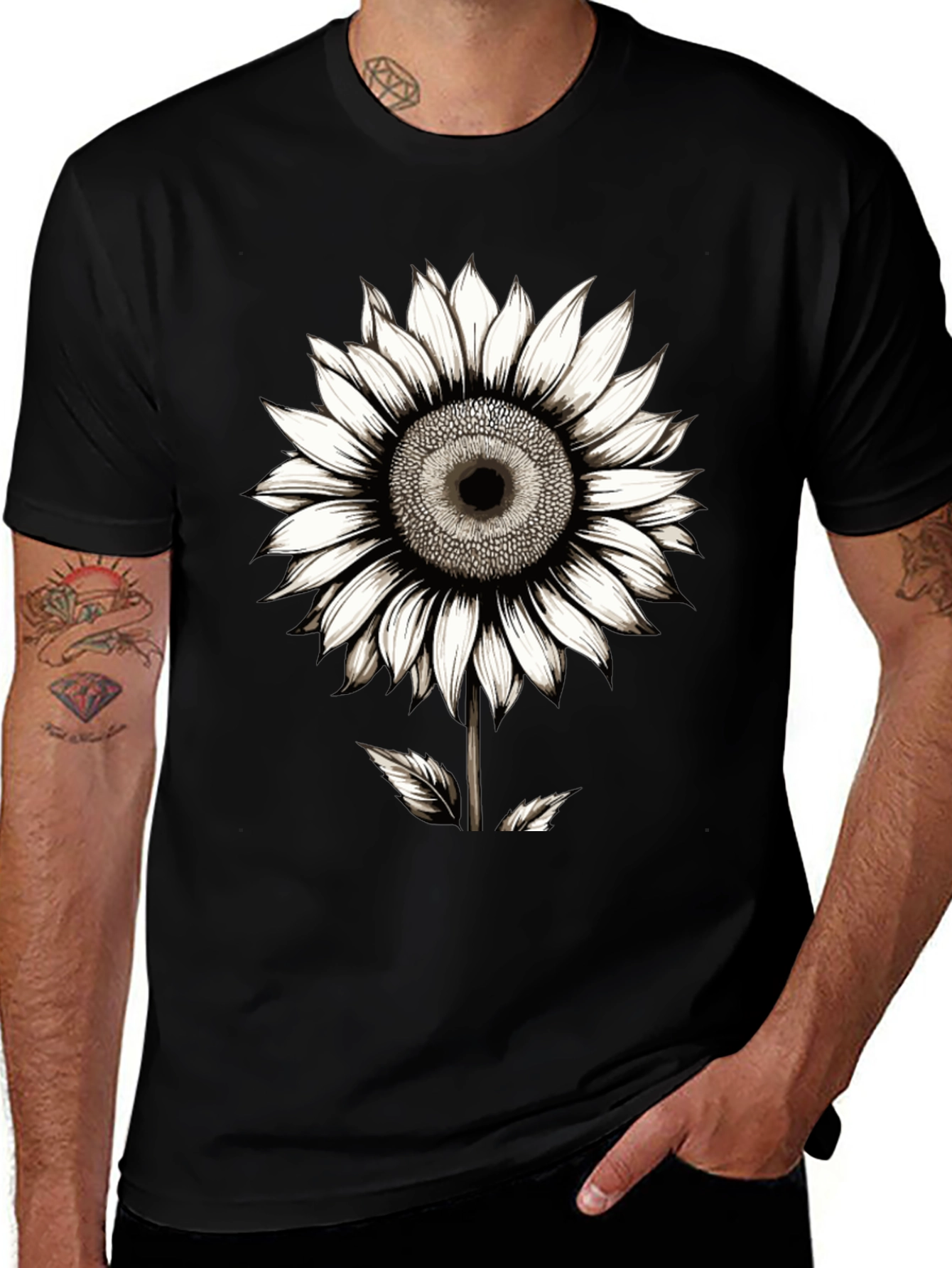 Sunflower Graphic Black T-Shirt