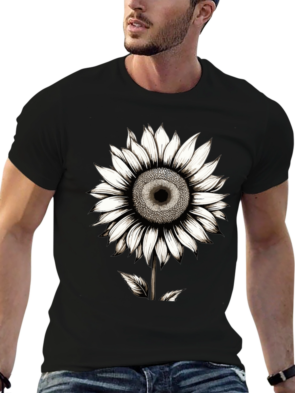 Sunflower Graphic Black T-Shirt
