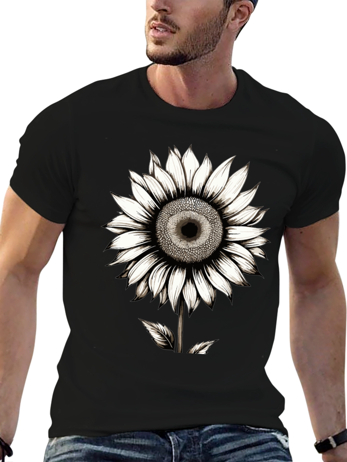 Sunflower Graphic Black T-Shirt
