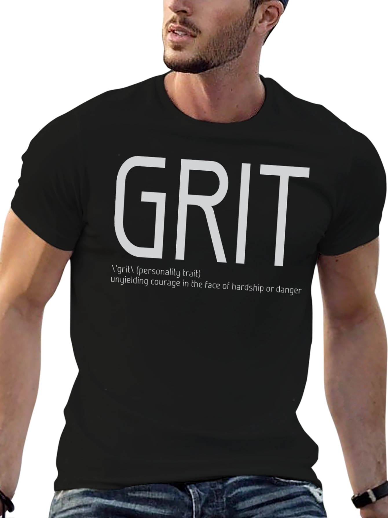 Grit Definition Black T-Shirt: Unyielding Courage Tee