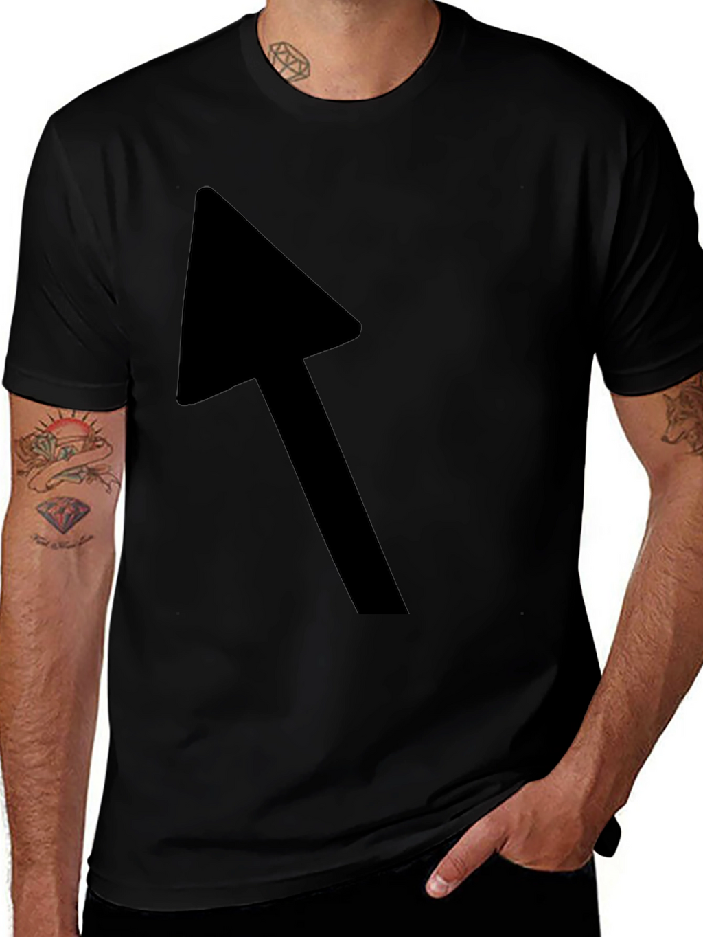 Black T-Shirt with Bold Arrow Graphic