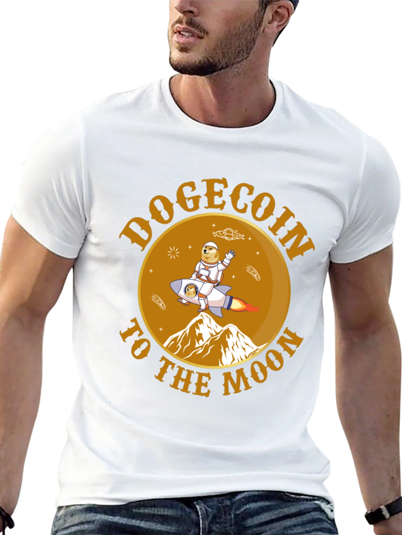 Dogecoin To The Moon Graphic Tee