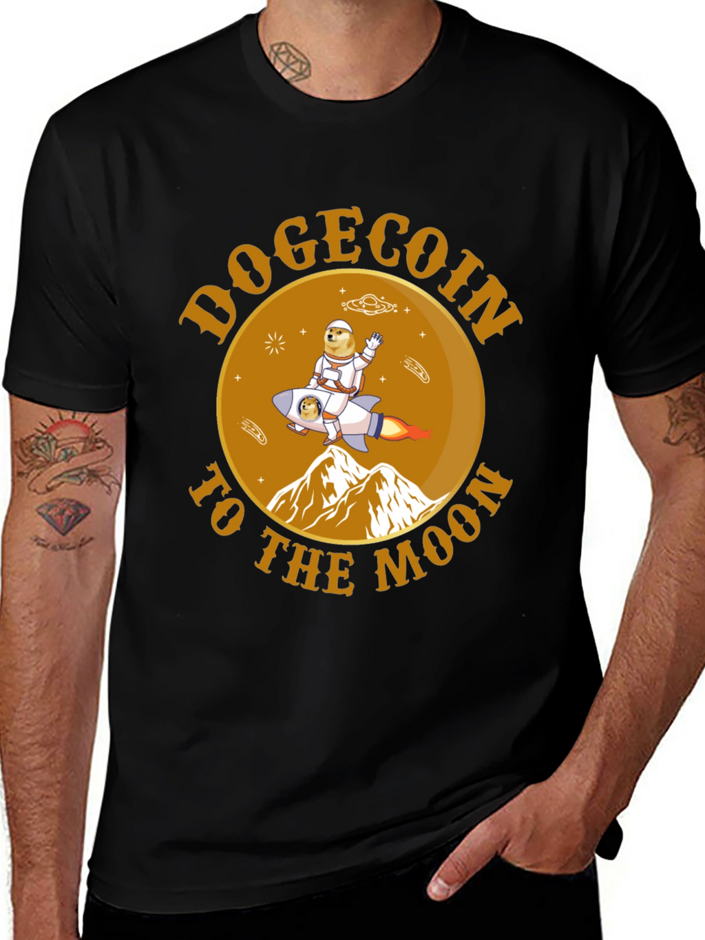 Dogecoin To The Moon Graphic Tee