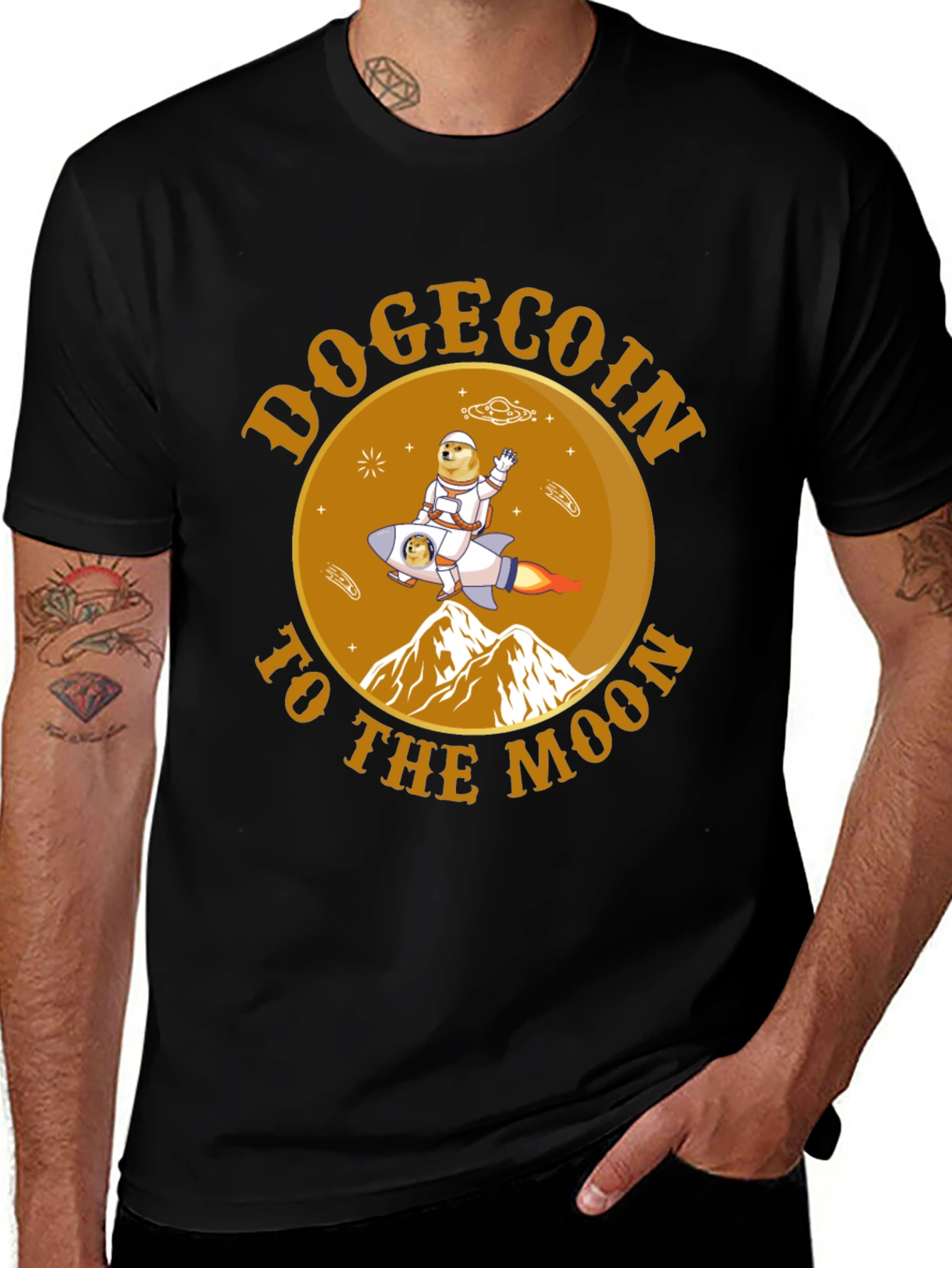 Dogecoin To The Moon Graphic Tee