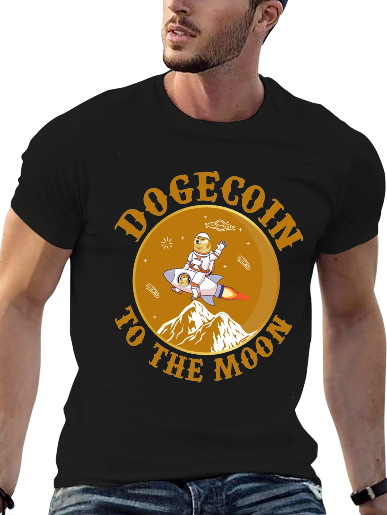 Dogecoin To The Moon Graphic Tee