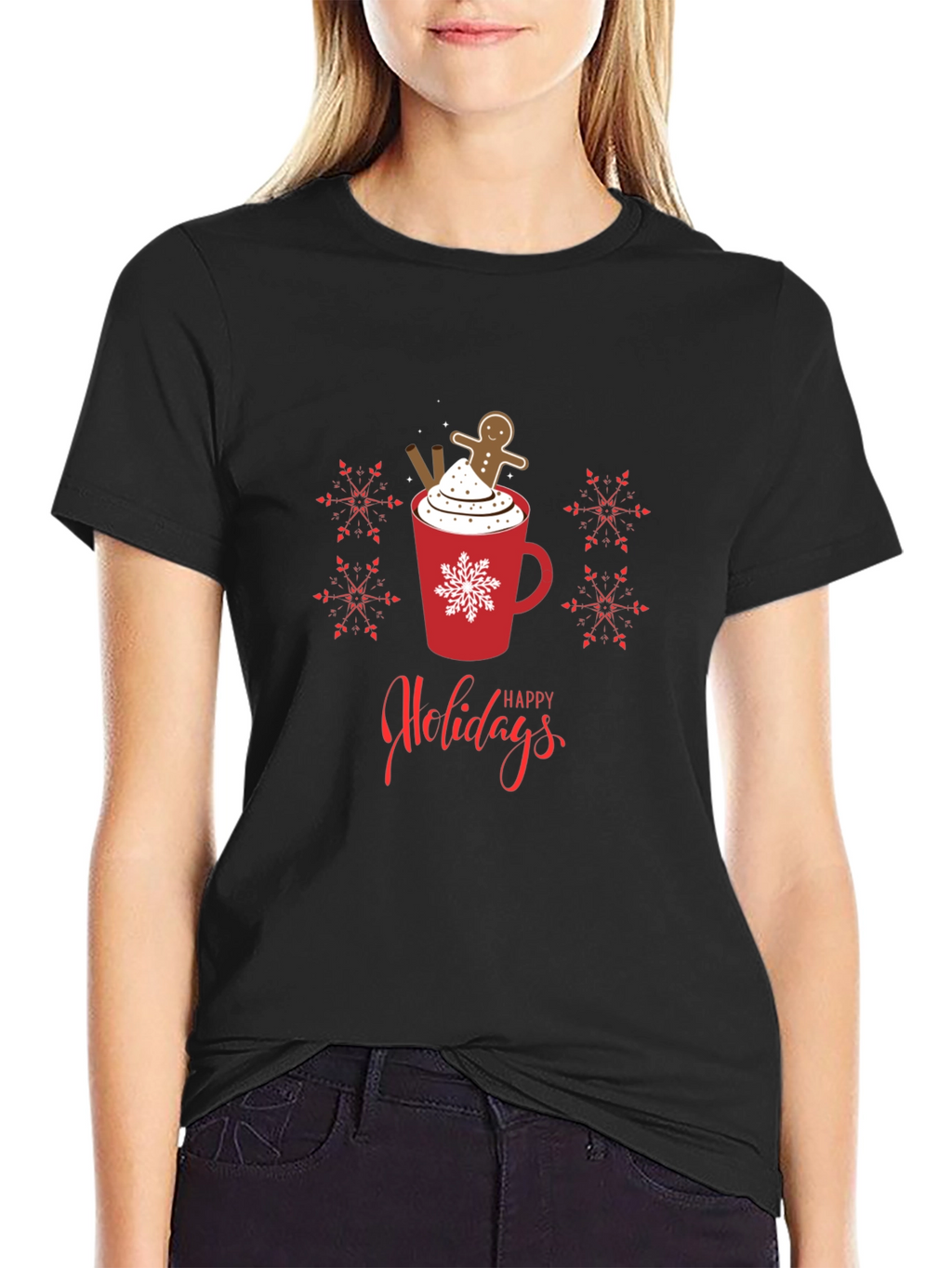 Happy Holidays Gingerbread Hot Cocoa Graphic Tee