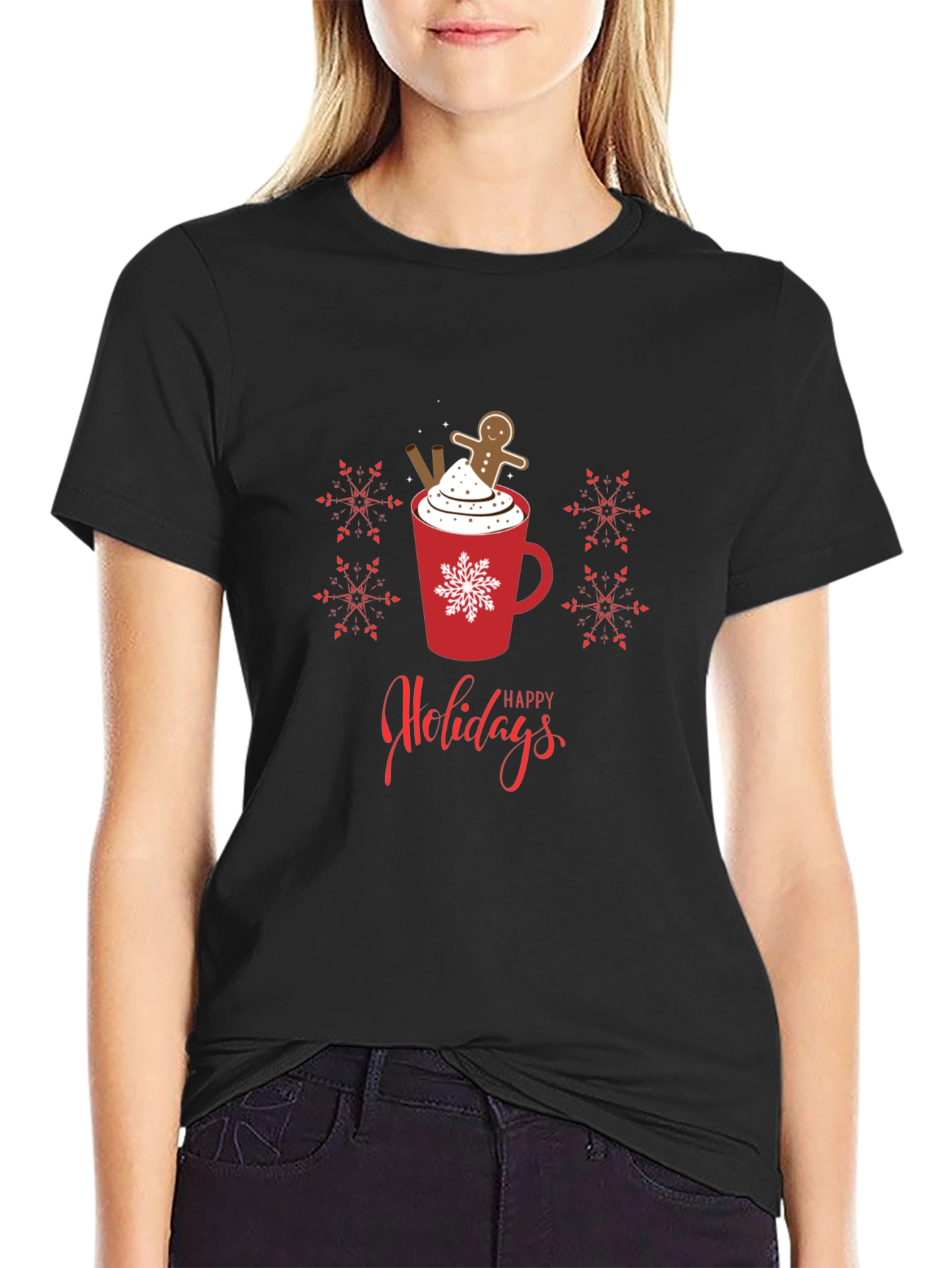 Happy Holidays Gingerbread Hot Cocoa Graphic Tee