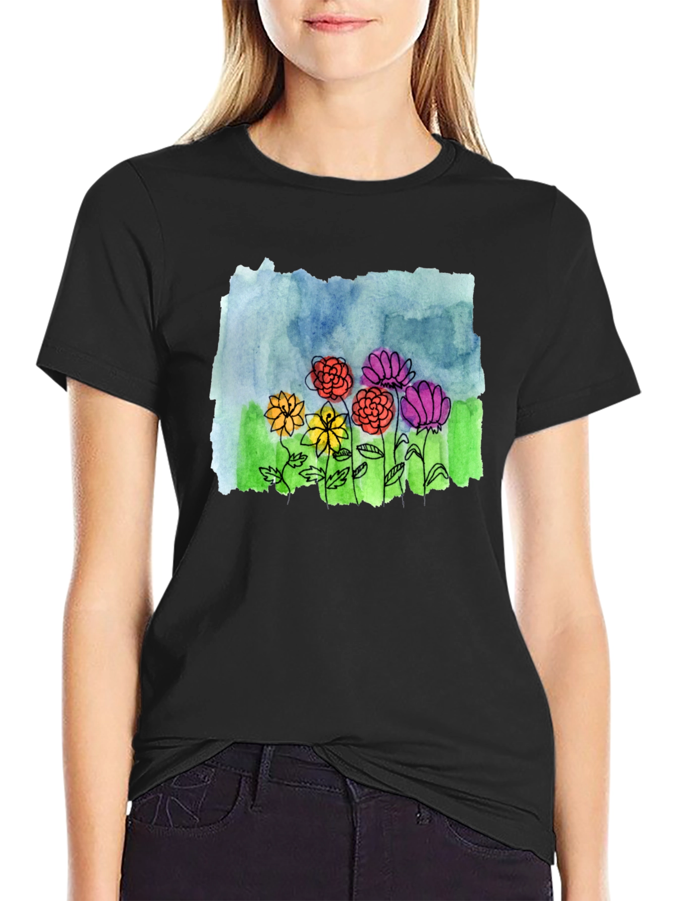 Floral Watercolor T-Shirt - Unique Graphic Tee