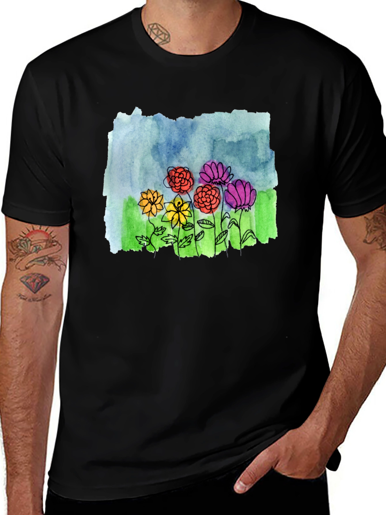 Floral Watercolor T-Shirt - Unique Graphic Tee