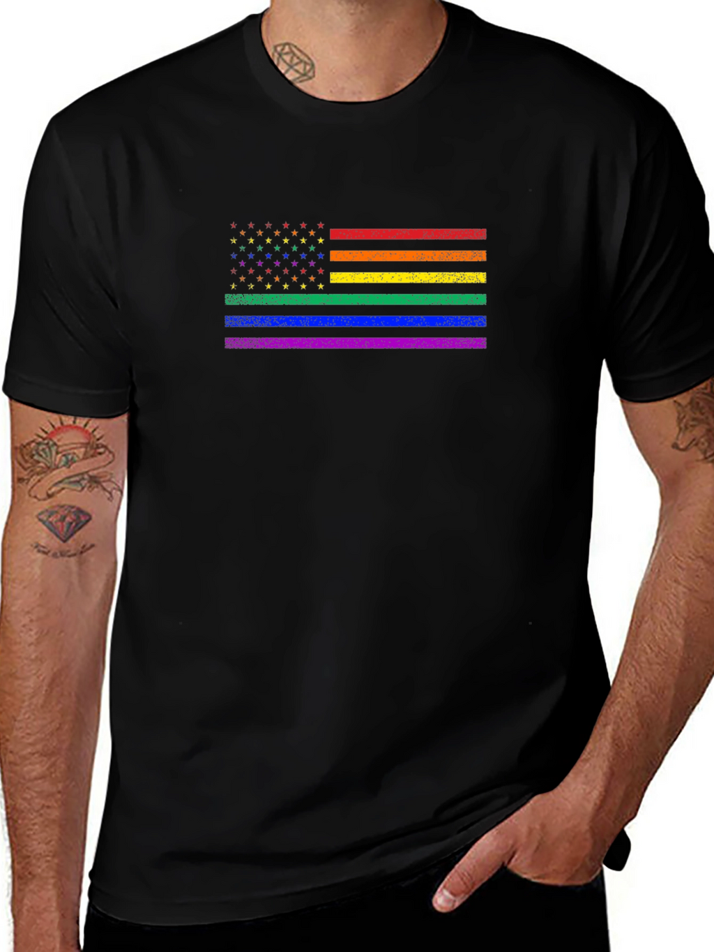 Pride Flag USA T-Shirt: Celebrate Diversity!