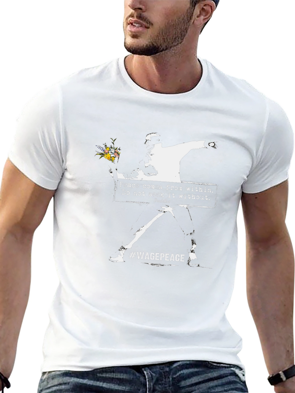 Banksy Flower Bomber T-Shirt #WagePeace