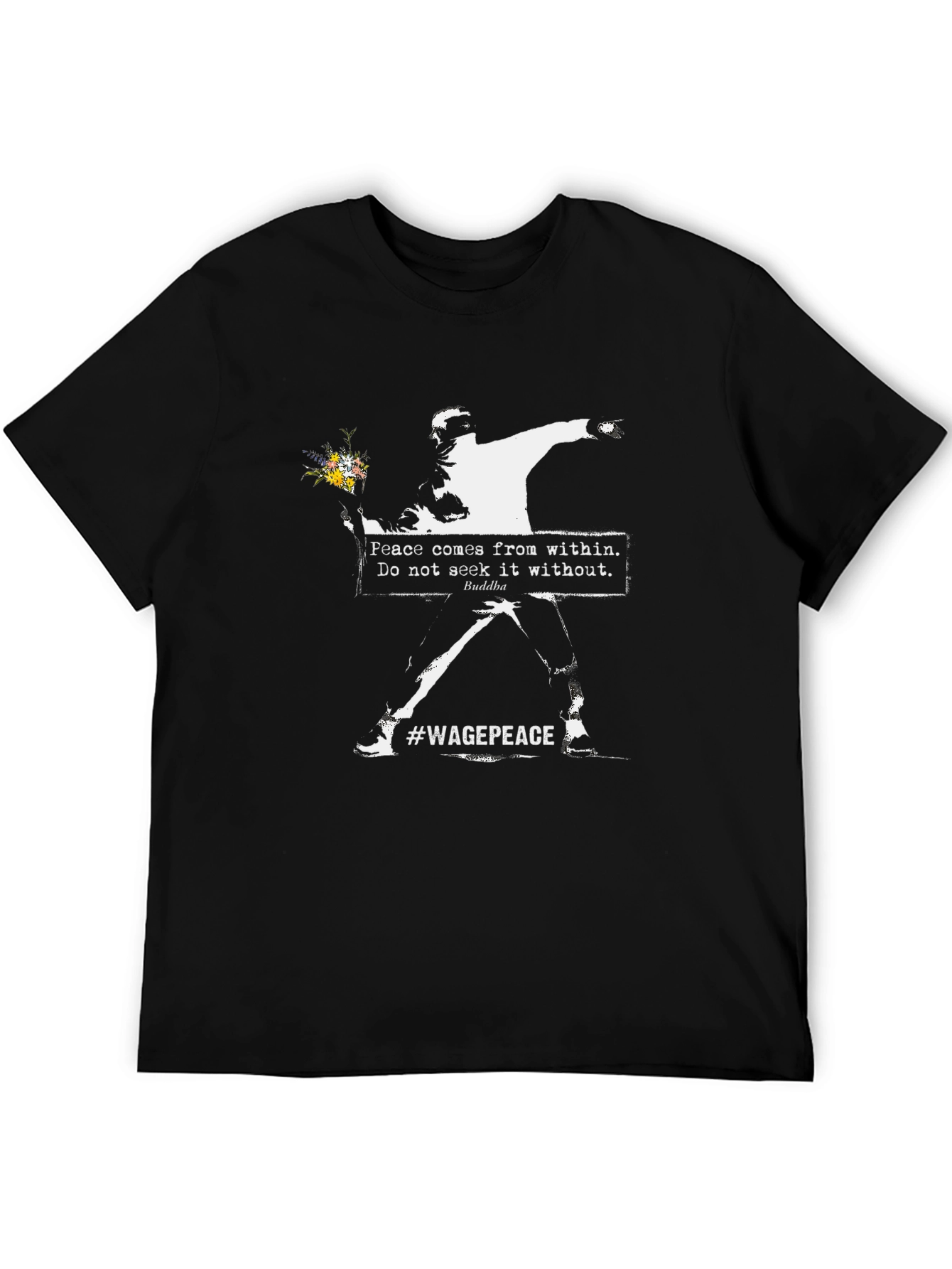Banksy Flower Bomber T-Shirt #WagePeace