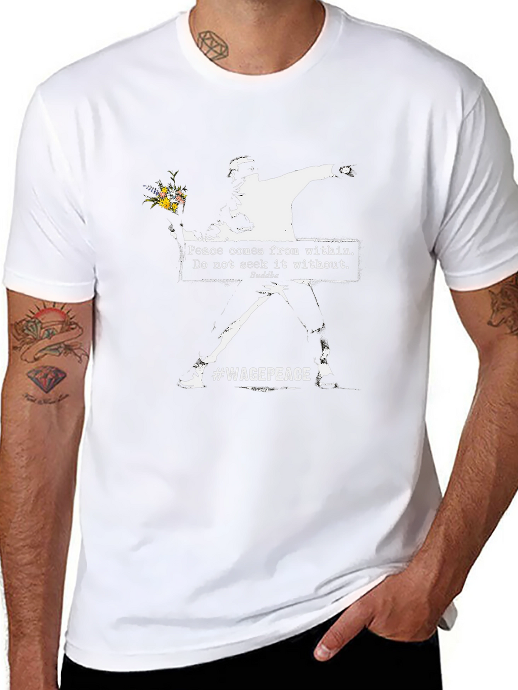 Banksy Flower Bomber T-Shirt #WagePeace