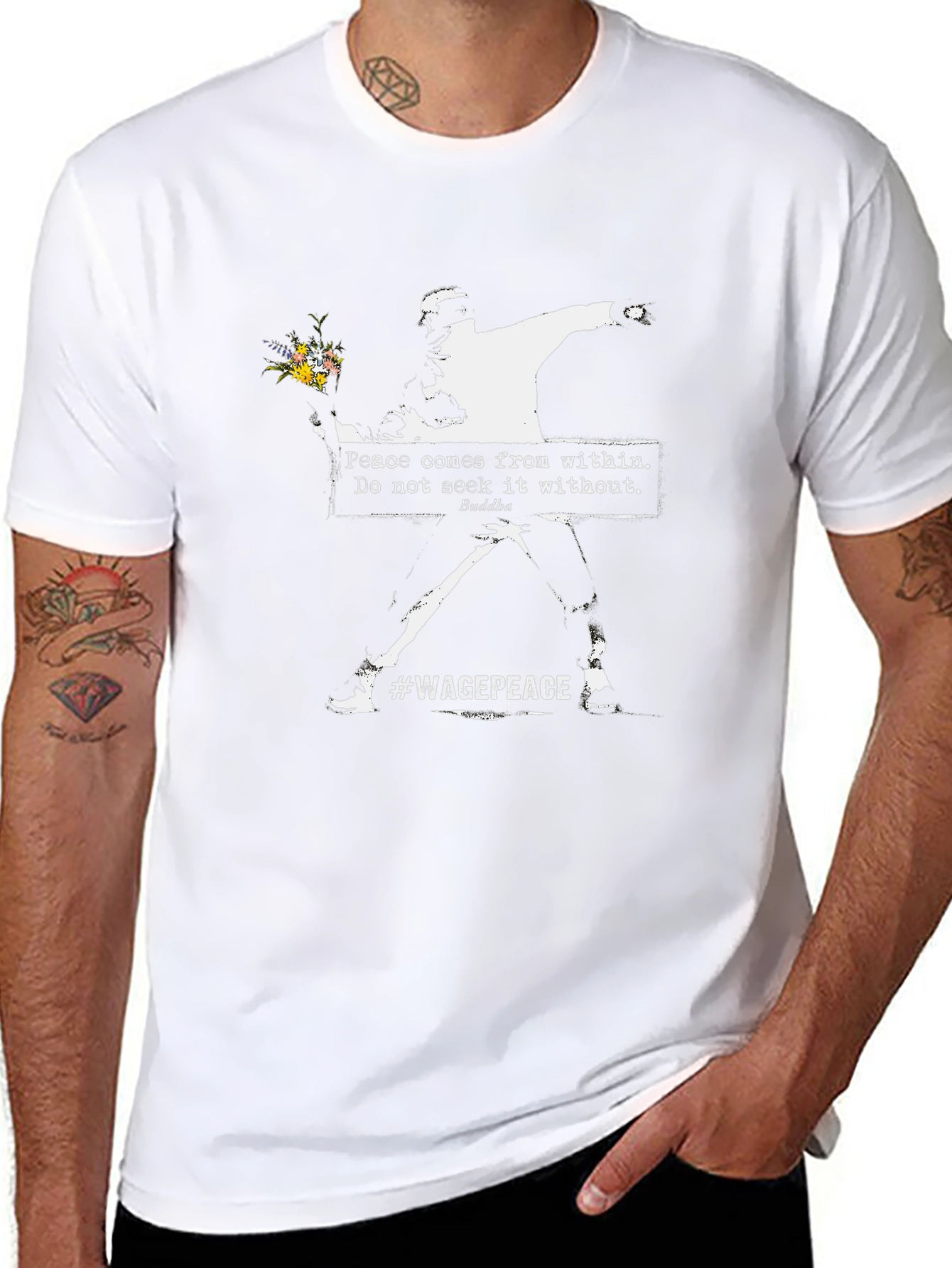 Banksy Flower Bomber T-Shirt #WagePeace