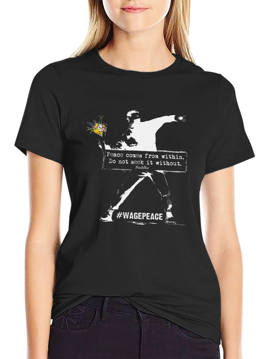 Banksy Flower Bomber T-Shirt #WagePeace