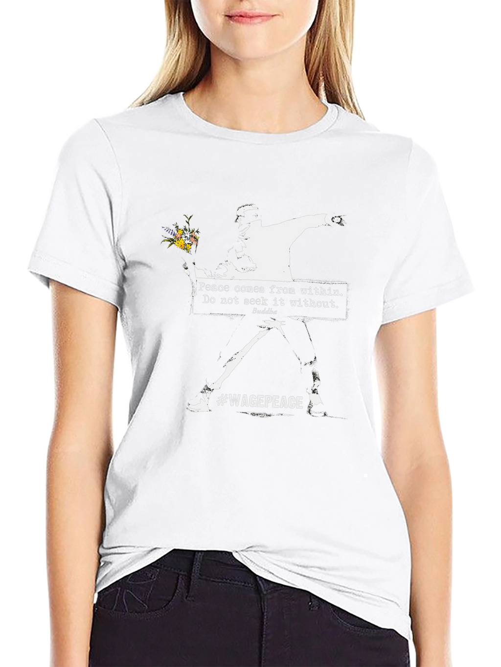Banksy Flower Bomber T-Shirt #WagePeace
