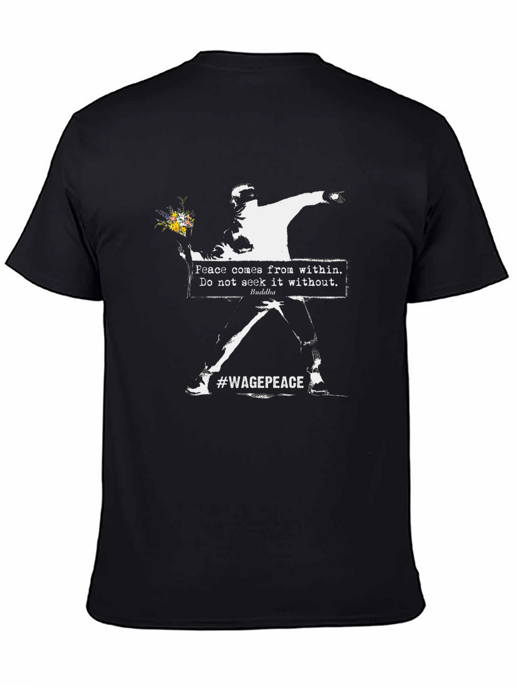 Banksy Flower Bomber T-Shirt #WagePeace
