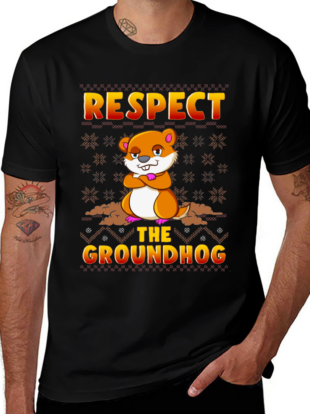 Respect the Groundhog T-Shirt Funny Groundhog Day Tee