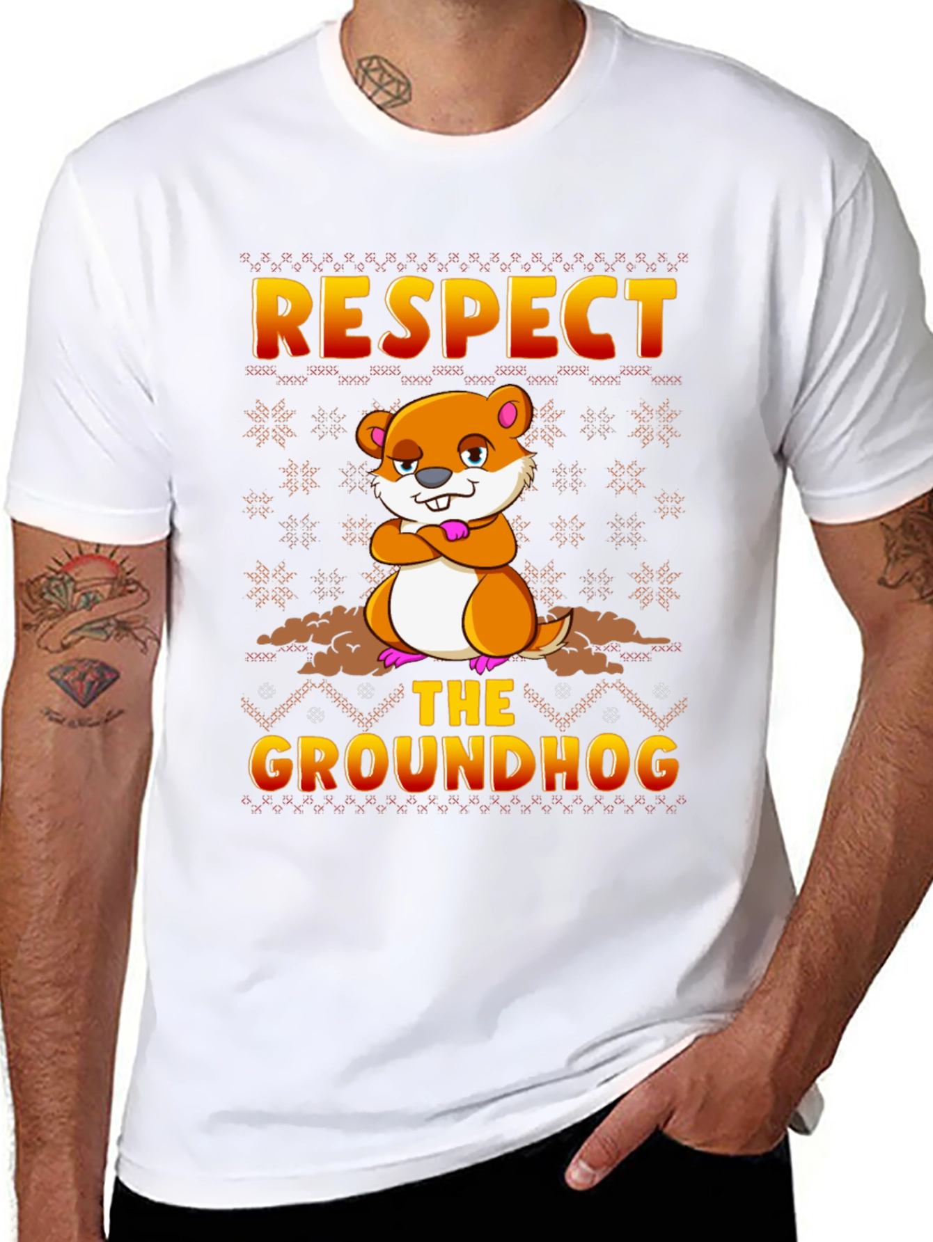 Respect the Groundhog T-Shirt Funny Groundhog Day Tee