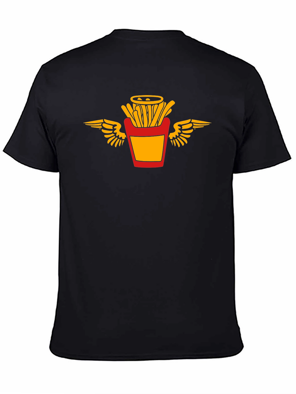 Black T-Shirt with Flying Fries Graphic