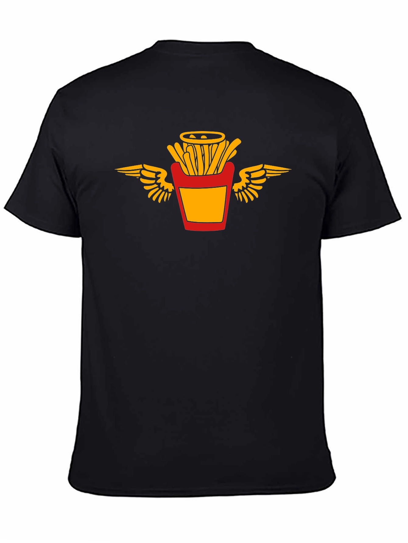 Black T-Shirt with Flying Fries Graphic