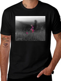 Floral Meadow Graphic Tee - Black Cotton Blend