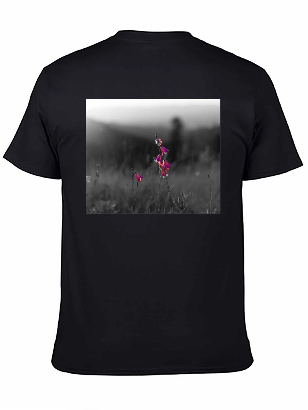 Floral Meadow Graphic Tee - Black Cotton Blend