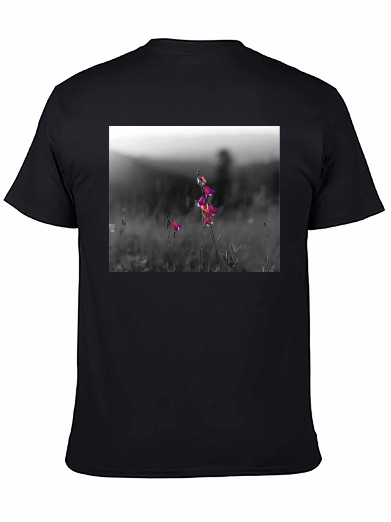 Floral Meadow Graphic Tee - Black Cotton Blend