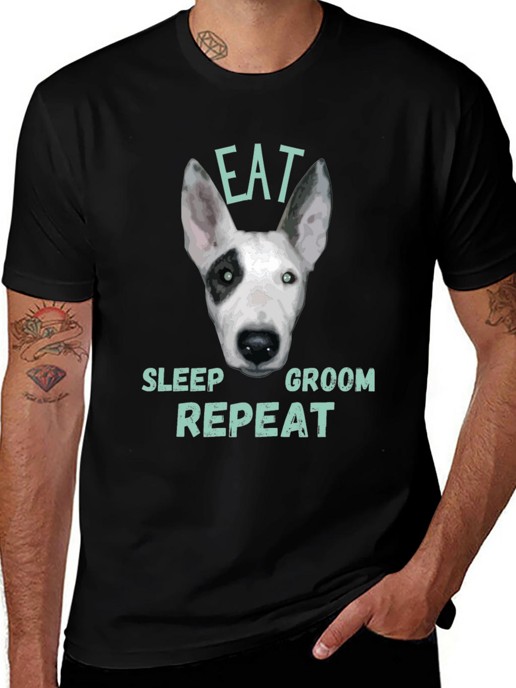 Eat Sleep Groom Repeat Dog T-Shirt