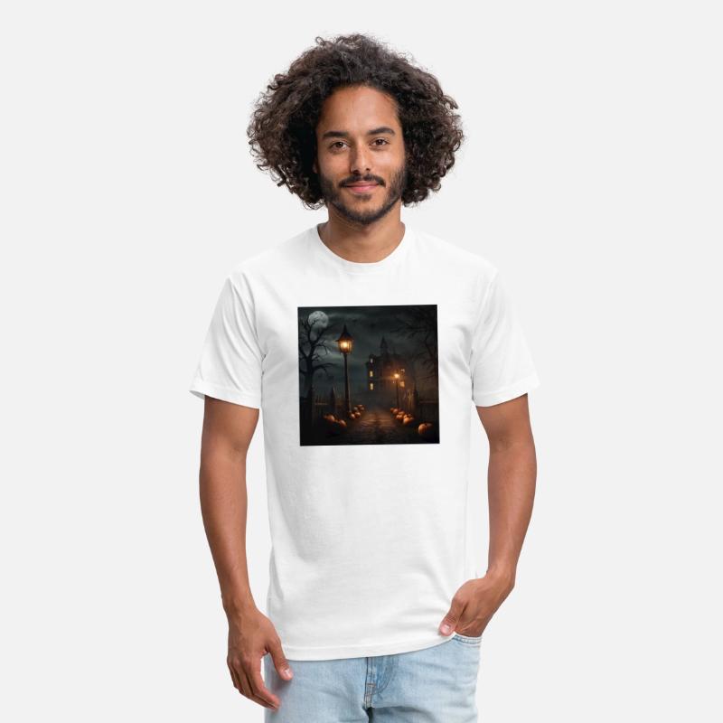 Halloween image of scary house full moon