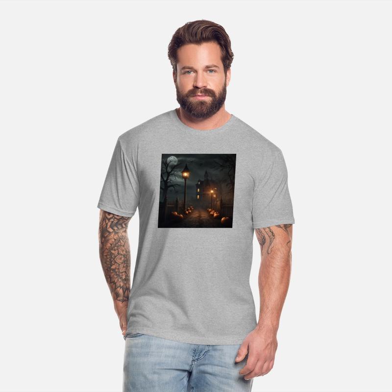 Halloween image of scary house full moon