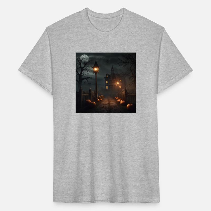 Halloween image of scary house full moon