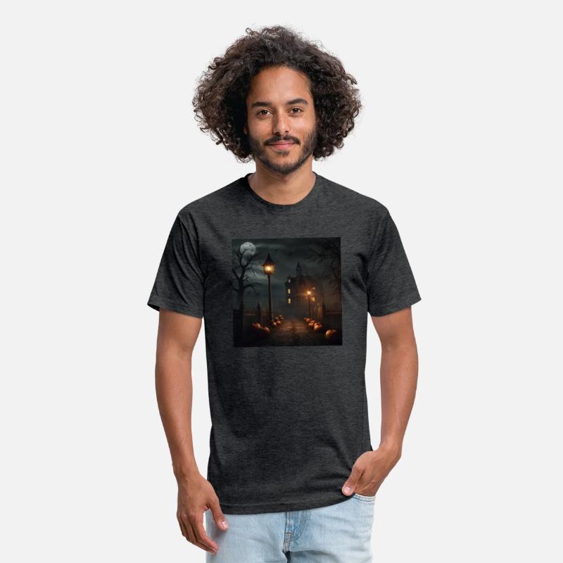 Halloween image of scary house full moon