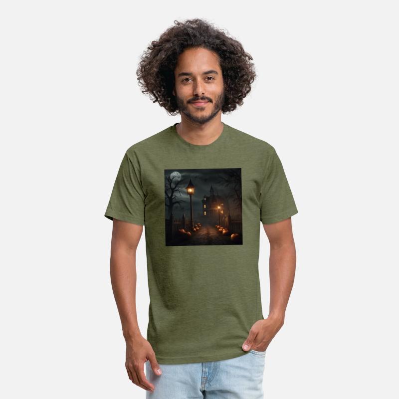 Halloween image of scary house full moon