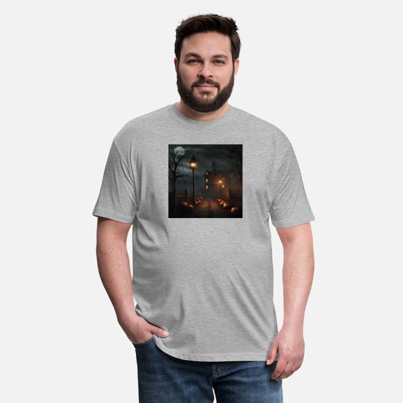 Halloween image of scary house full moon