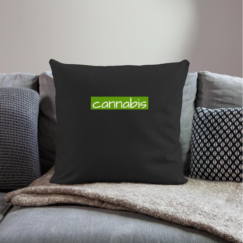 Hand drawn cannabis text logo on green background