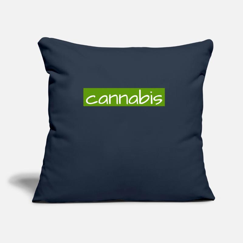 Hand drawn cannabis text logo on green background